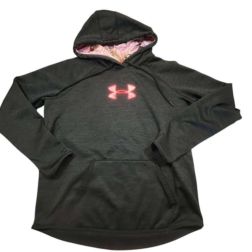 Under Armour ColdGear Hoodie Womens Medium Grey Pink Realtree Camo Pullover
